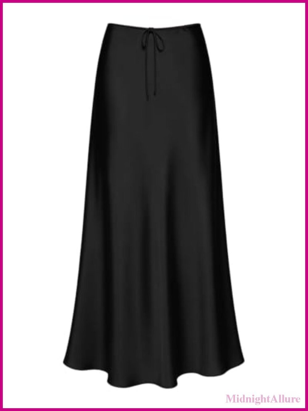 Satin Maxi Skirt High Waist Drawstring A-Line Flowy Women
